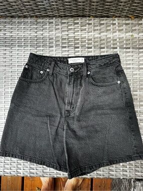 Abercrombie & Fitch Black Wash High Rise Loose Shorts curve love fit